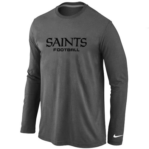 Nike New Orleans Saints Authentic Font Long Sleeve NFL T-Shirt - Dark Grey